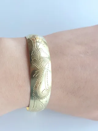 Pulsera abierta latón (cobre amarillo) Artesanal.