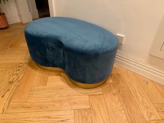 Puff banco azul / verde pato y dorado