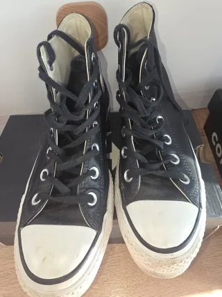 Converse All Star Piel Negra Talla 37