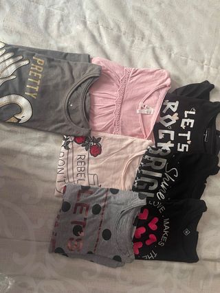 Lote 6 Camisetas Niña Manga Larga Talla7-8