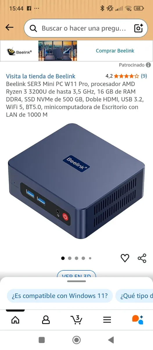 Mini PC Beelink SER3 Azul