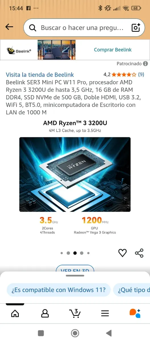 Mini PC Beelink SER3 Azul afbeelding 3