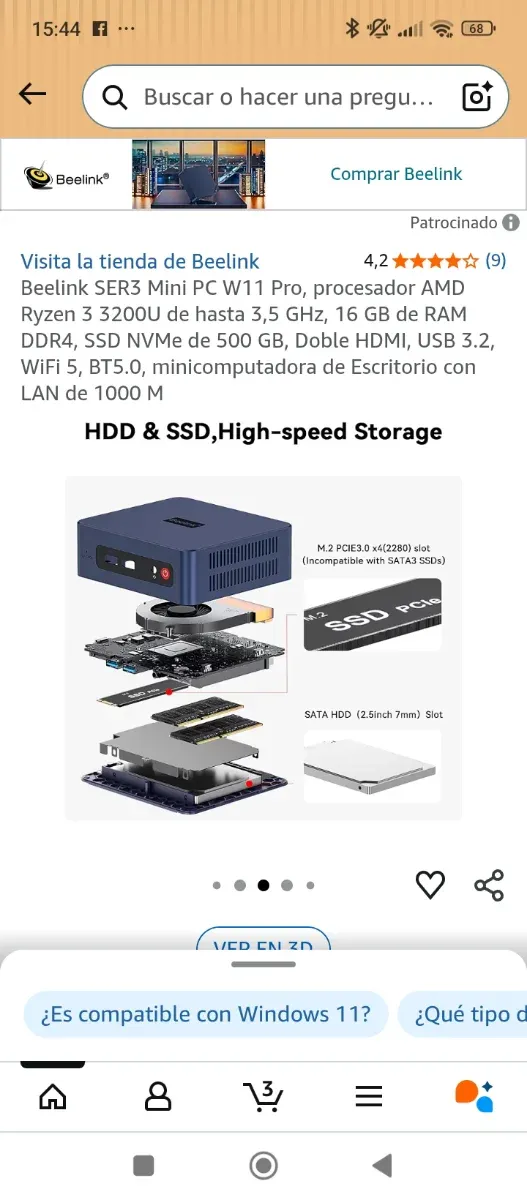 Mini PC Beelink SER3 Azul afbeelding 4