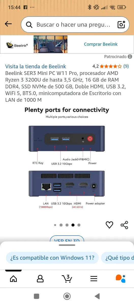 Mini PC Beelink SER3 Azul afbeelding 5