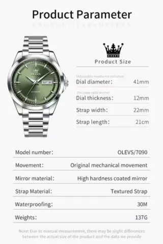 Reloj Olevs Automático Hombre Verde