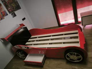 Cama Coche Carreras Infantil Juvenil Roja