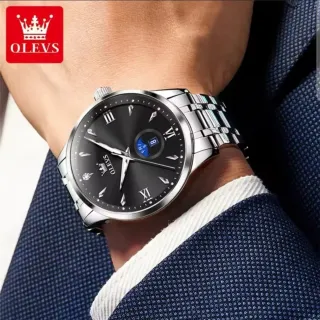 Reloj Olevs Hombre Negro y Plateado