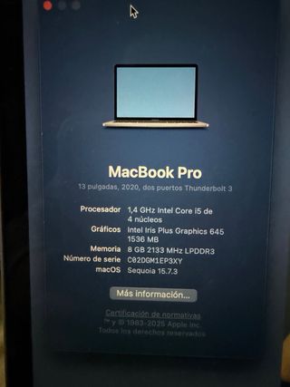 MacBook Pro 2020 Plata/Gris Espacial