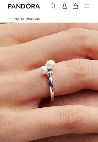 Anillo Pandora Plata Perlas y Circonita