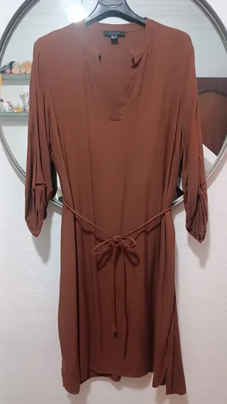 Vestido marrón Mango Talla XS