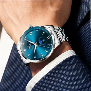 Reloj OLEVS Hombre Azul y Plateado