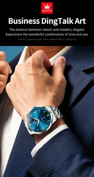 Reloj OLEVS Hombre Azul y Plateado