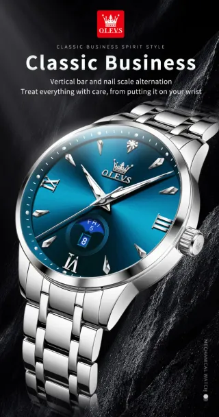 Reloj OLEVS Hombre Azul y Plateado