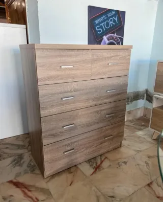 Cómoda 5 cajones madera