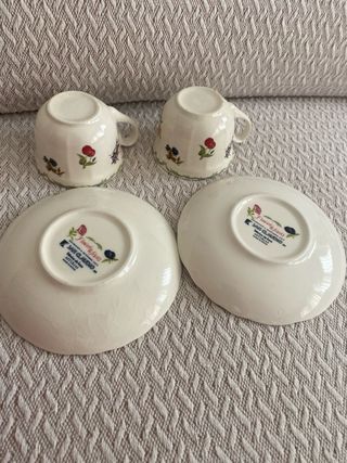 2 Tazas y Platos cafe San Claudio Flores Frutas