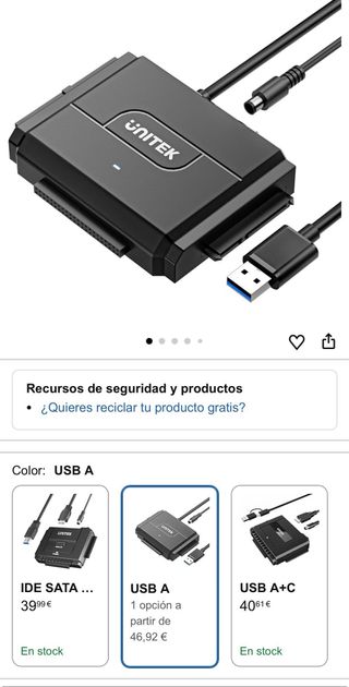 Adaptador Unitek USB 3.0 a IDE/SATA