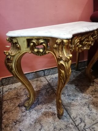 Mesa auxiliar vintage mármol y oro