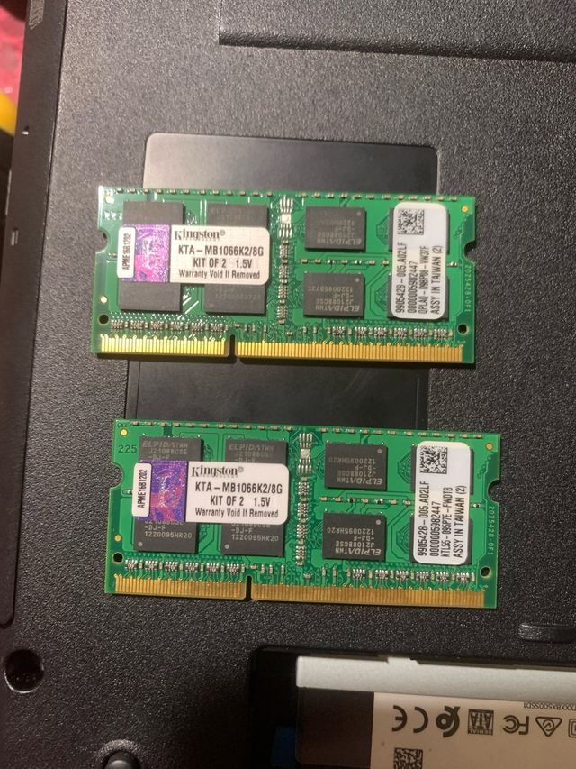 Kit 2x 8GB RAM DDR3 1066MHz Kingston Laptop y Mac