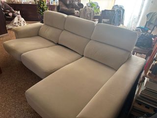 Sofá chaise longue beige