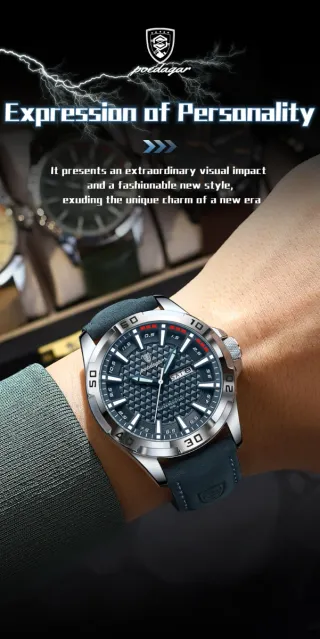 Reloj poedagar Hombre Azul y Plateado