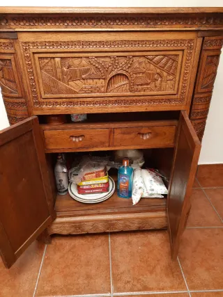 Mueble Bar Teka Tallado Artesanal