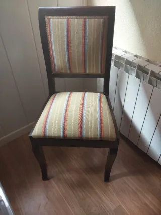 2 Sillas Madera Textil Rayas