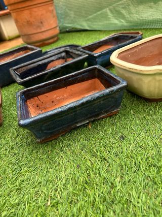 Lote Macetas y platos Bonsái Cerámica esmaltadas