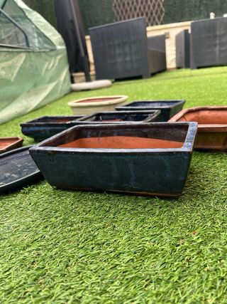 Lote Macetas y platos Bonsái Cerámica esmaltadas