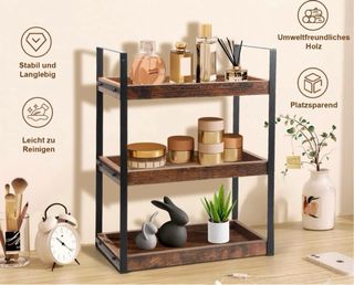 Estante de baño 3 niveles madera y metal