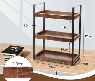 Estante de baño 3 niveles madera y metal