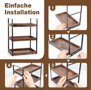 Estante de baño 3 niveles madera y metal