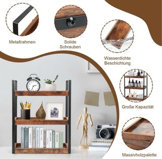 Estante de baño 3 niveles madera y metal