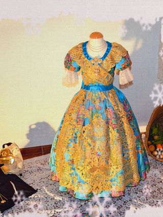 Vestido de fallera infantil azul y dorado - 8/10añ