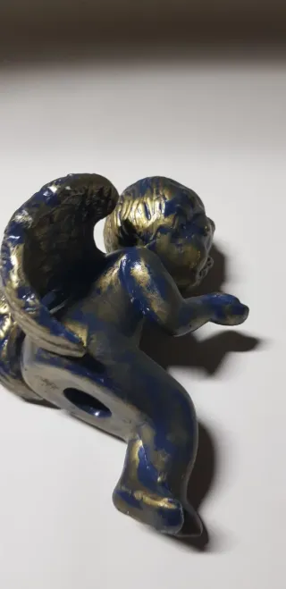 Figura Ángel Decorativo Azul y Dorado