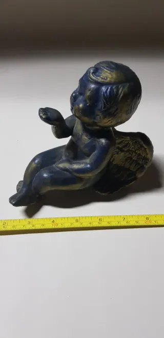Figura Ángel Decorativo Azul y Dorado