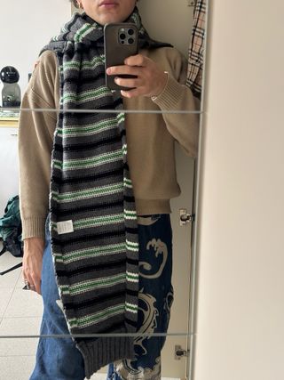 Sciarpa Cape Lana Lisa Arfen Grigio Verde