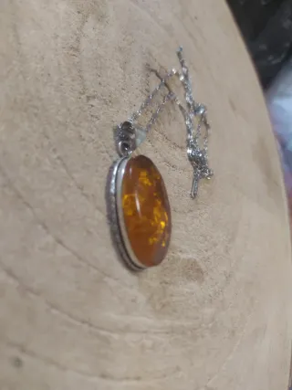 Collana Copal Naturale Argento e Acciaio