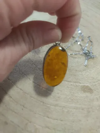 Collana Copal Naturale Argento e Acciaio