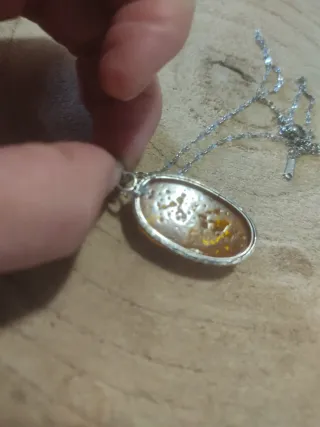 Collana Copal Naturale Argento e Acciaio