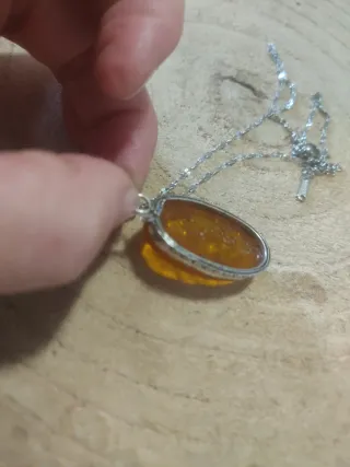 Collana Copal Naturale Argento e Acciaio