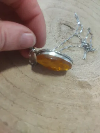 Collana Copal Naturale Argento e Acciaio