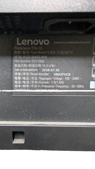 Monitor Lenovo Thinkvision 23,8" Negro