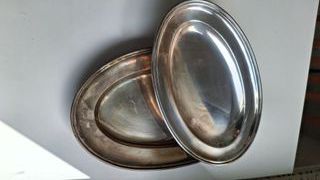 Juego 2 bandejas ovaladas alpaca plateada