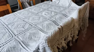 Colcha ganchillo principios s XX algodón