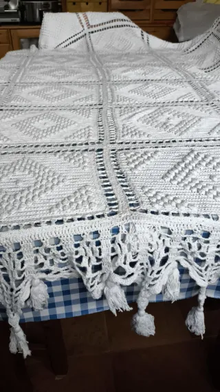 Colcha ganchillo principios s XX algodón
