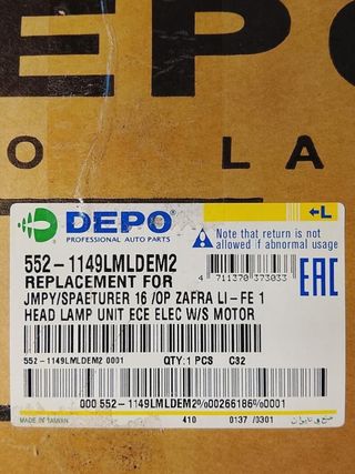 Faro izquierdo 9808567780 citroen jumpy otros 1341