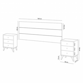 Cabecero Y 2 Mesitas De Noche. Blanco Velho/Blanc