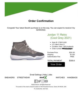 Jordan 11 Cool Grey con recibo