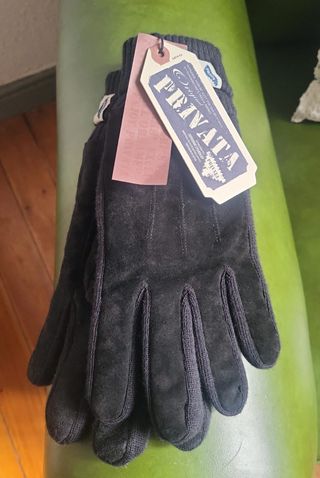 Guantes de hombre de piel y lana negros