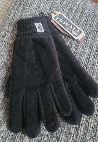 Guantes de hombre de piel y lana negros